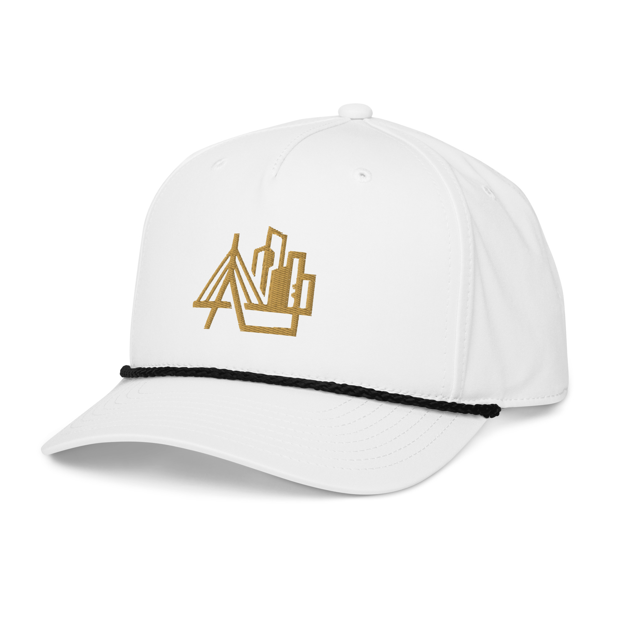 Boston Metro Classic Rope Cap — White with bridge & skyline embroidery