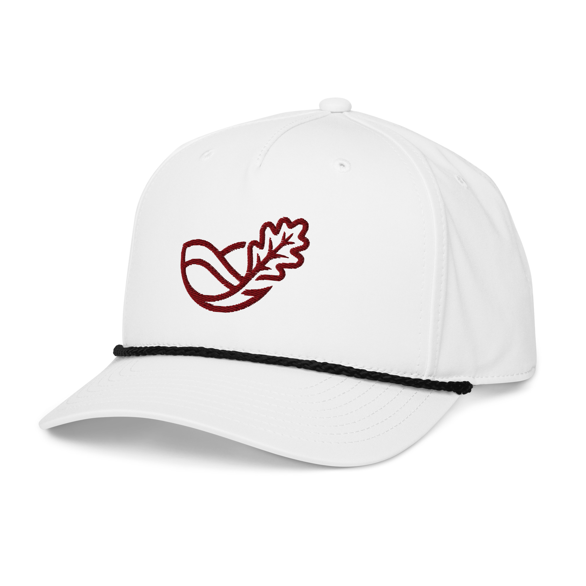 MA Heartland Classic Rope Cap — White with oak leaf embroidery