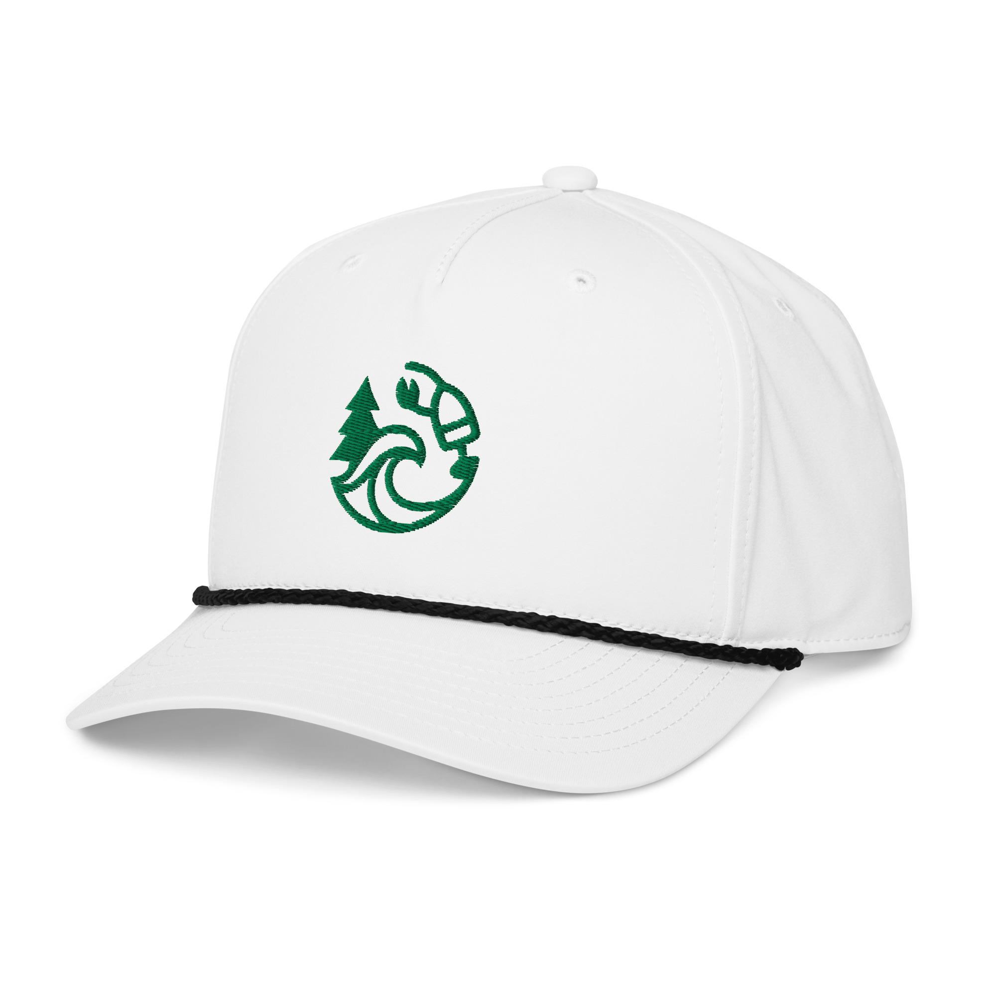 Maine Coastal Classic Rope Cap — White with lighthouse embroidery